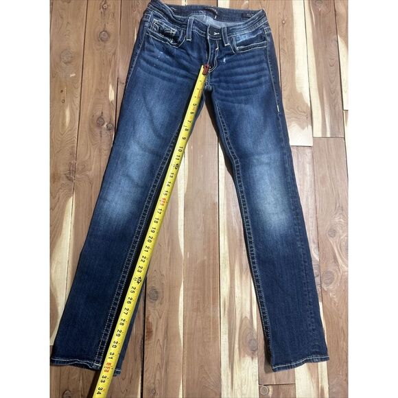 Women's Vigoss Classic Fit W27 L32 Jeans EUC Blue Straight  Ultra Low Rise - Picture 3 of 11
